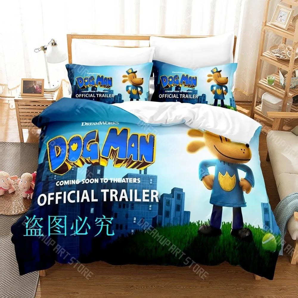 3D Print DOG MAN Cartoon Bedding Set Single Twin Full Queen King Size Bed Set Adult Kid Bedroom Duvetcover Sets