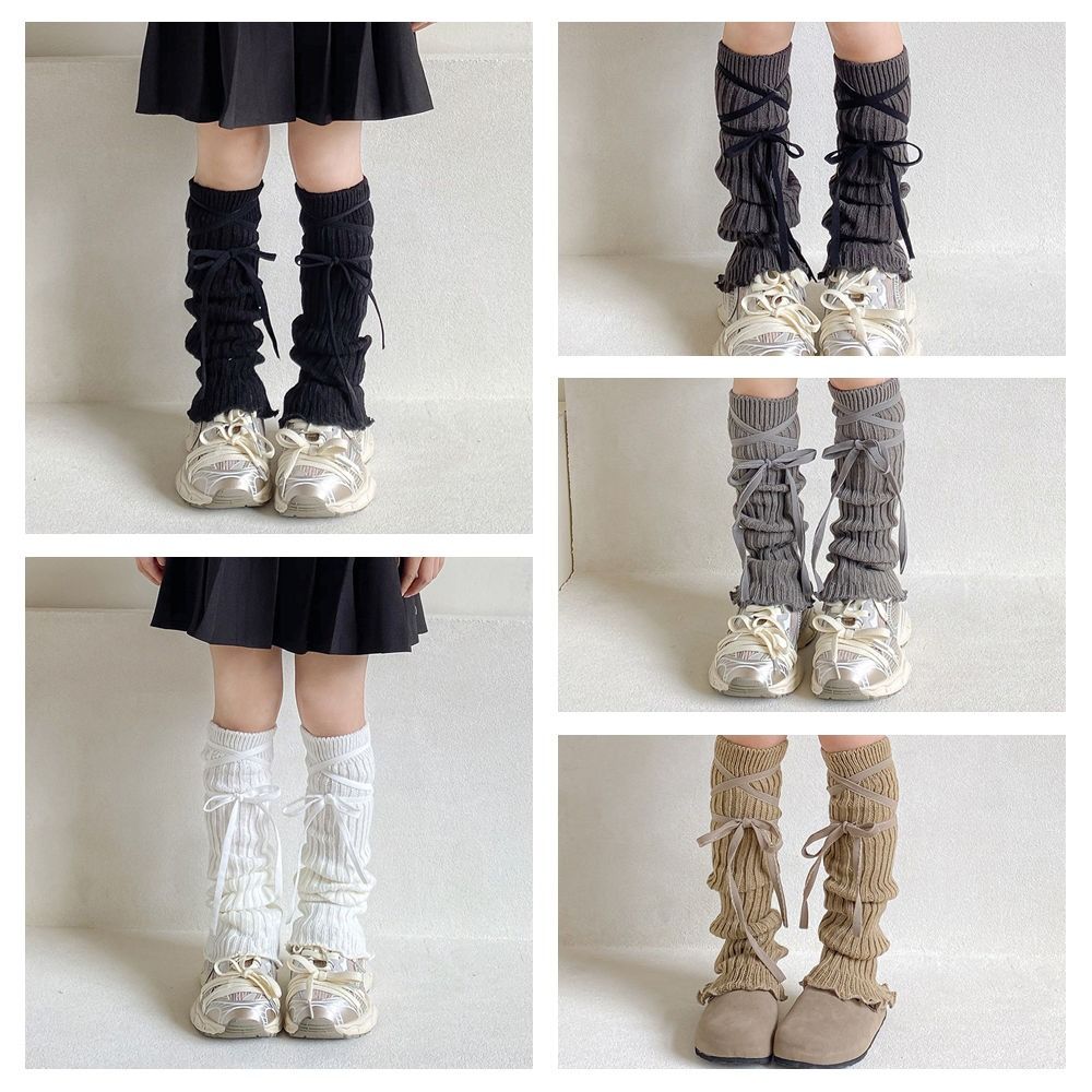 JK Knitted Leg Cover Balletcore Strap Leg Socks Cute Children's Leg Warmers Children's