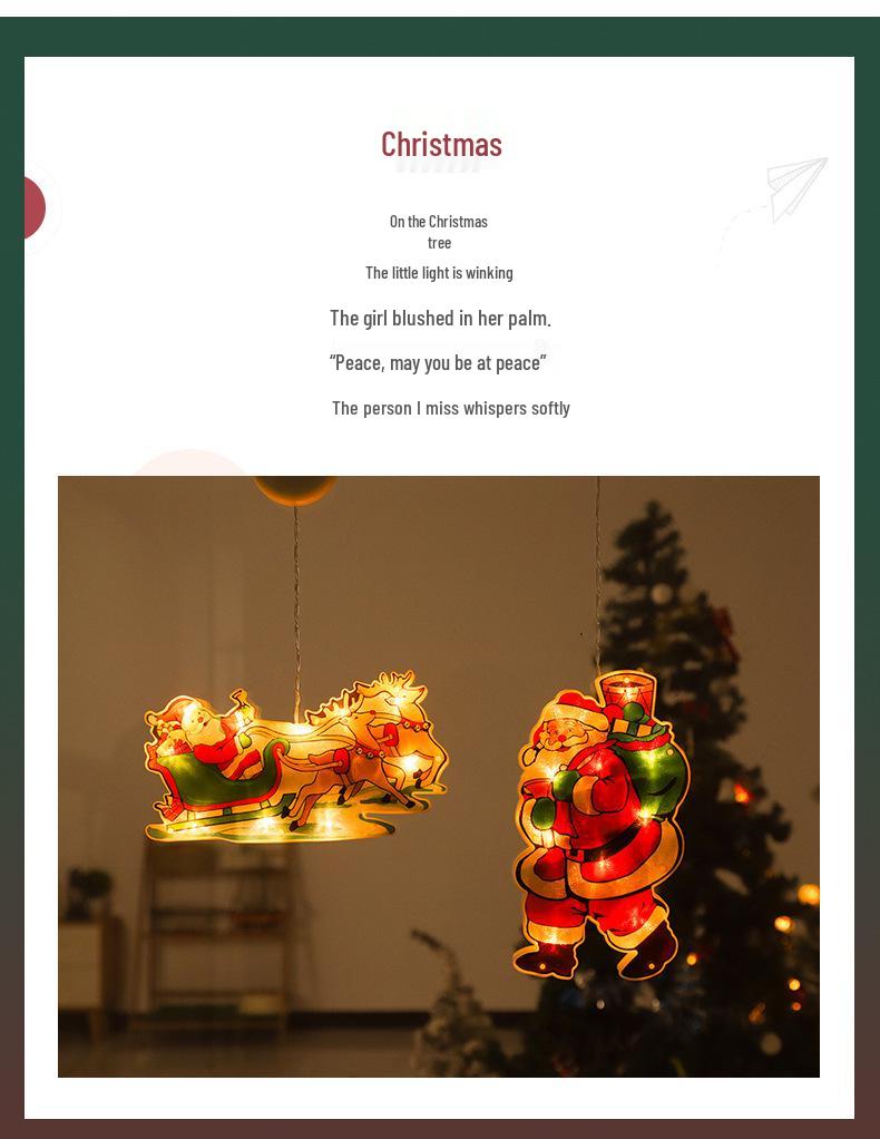 LED Christmas Suction Cup Window String Lights - Indoor Decorative Hanging Lights for Holiday Display