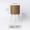 Indoor Faux Rattan Triangular Flower Stand - Creative Succulent Holder, Desktop Straw Woven Pot.