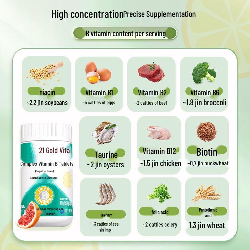 21K Gold Vita Complex: Grapefruit-Flavored Vitamin B Group with Milk Thistle, Turmeric & Astragalus - 60 Capsules for Late Nights