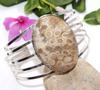Huge Fossil Coral 925 Silver Plated Bangle 6.5" Jewellery Most Beautiful U8z85