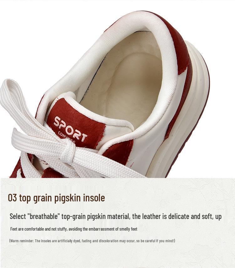 Autumn 2025 Women's Genuine Leather White Sneakers - Round Toe, Low Top, Soft Sole, Non-Slip, Casual