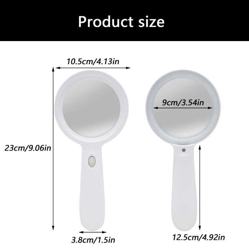 10X Magnifying Glass Lens Handheld Eye Loupe Magnifier with Light for Senior Newspaper Reading Jewelry Stamps Inspection