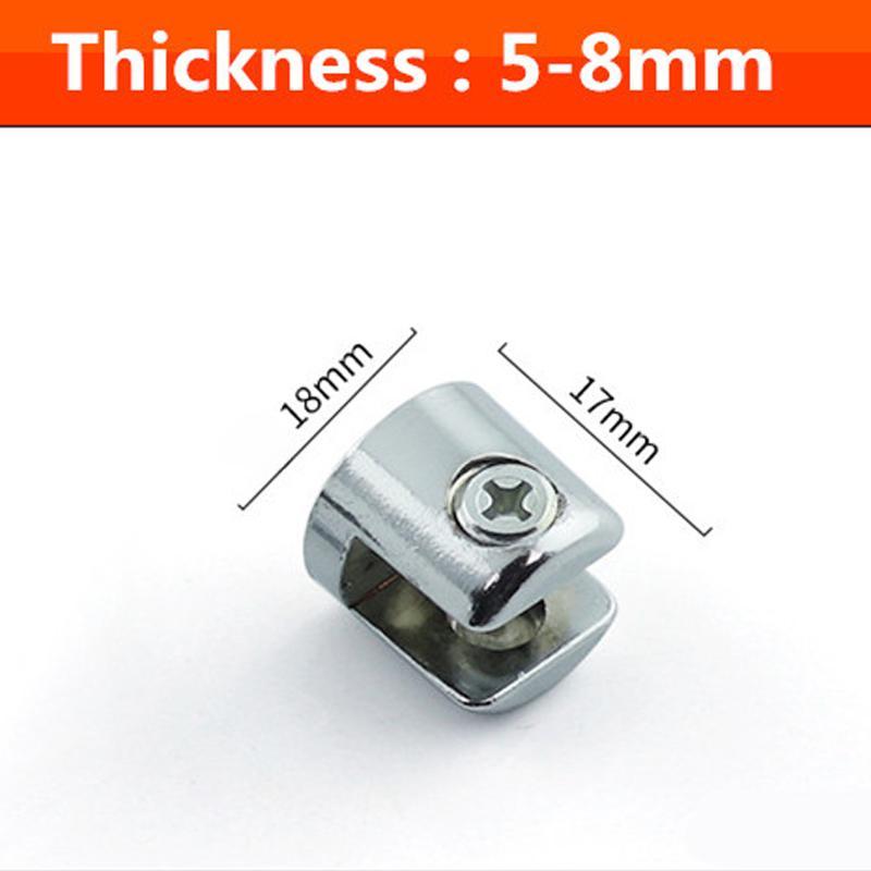 4 Stück Glasklemmen, Glasklammern, Zinklegierung, verchromt, Regalhalter, Stützklammern, Klemmen für 6–8 mm/8–10 mm/10–12 mm