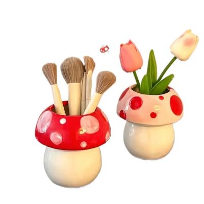 Porta-canetas de Plástico Volta às Aulas Série de Recipientes de Plástico para Canetas Cogumelo Recipiente para Pincéis de Maquiagem Suprimentos de Escritório Mesa