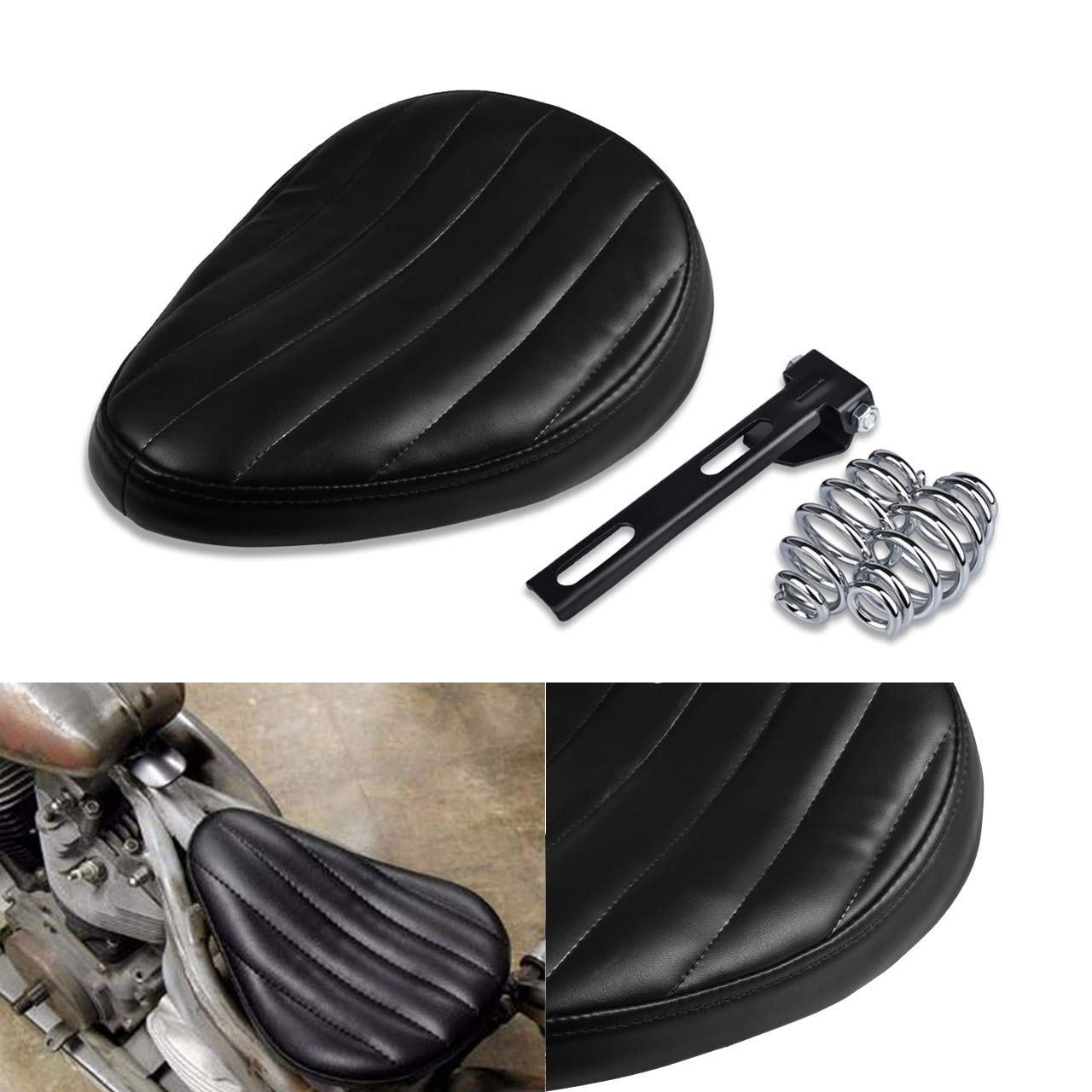 

Karun Motorcycle Slim Solo Universal Leather Low Profile Cushion for Kawasaki Seat, Cruiser, Bobber, Chopper, Honda, Yamaha, Suzuki,