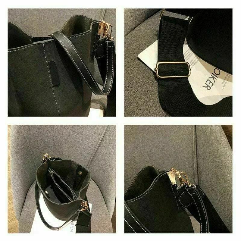 Ladies Large Bucket Messenger Personalized Fashion Shoulder Simple Large-capacity Frosted Bucket Bag