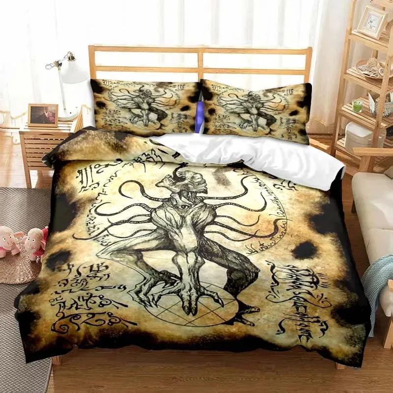 Demon Satanic Skull Duvet Cover Set Satan Bedding Sets Comforter Set Single Double King Quilt Cover Comforter Cover Set