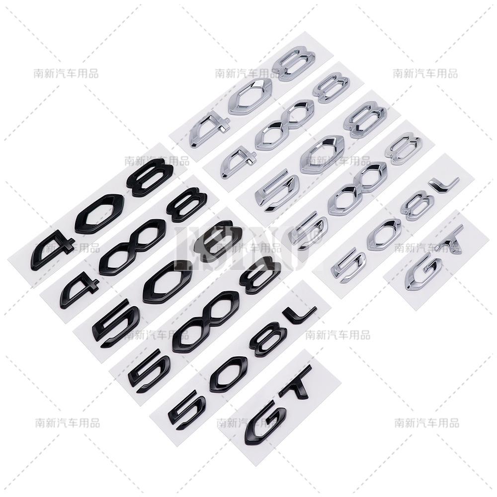 OQUP8 Auto Styling 408 508 508L 4008 5008 GT 3D ABS Klebeemblem Kofferraumemblem Kotflügelaufkleber Karosserieaufkleber für Peugeot 408 4008 508 5008