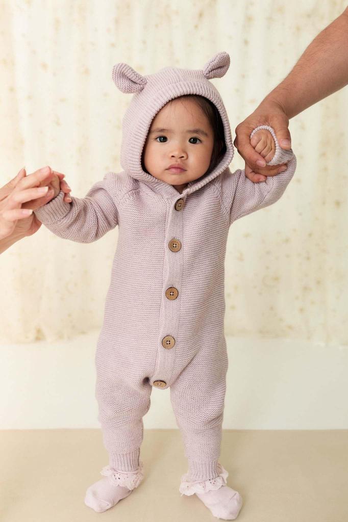 Bear Ear Knit Coverall JBNO245048 Baby LAV 50 [Jamie Kay]