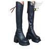 Autumn and Winter New Round Head V-shaped Mouth Zipper Comfortable Boots Waterproof Table But Knee High Boots