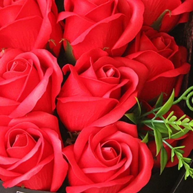 Moda Regalos Creativos Romántico Día de San Valentín Flor 18 Rosas de Jabón Ramo Caja de Regalo Día de la Madre Regalo de Cumpleaños Accesorios
