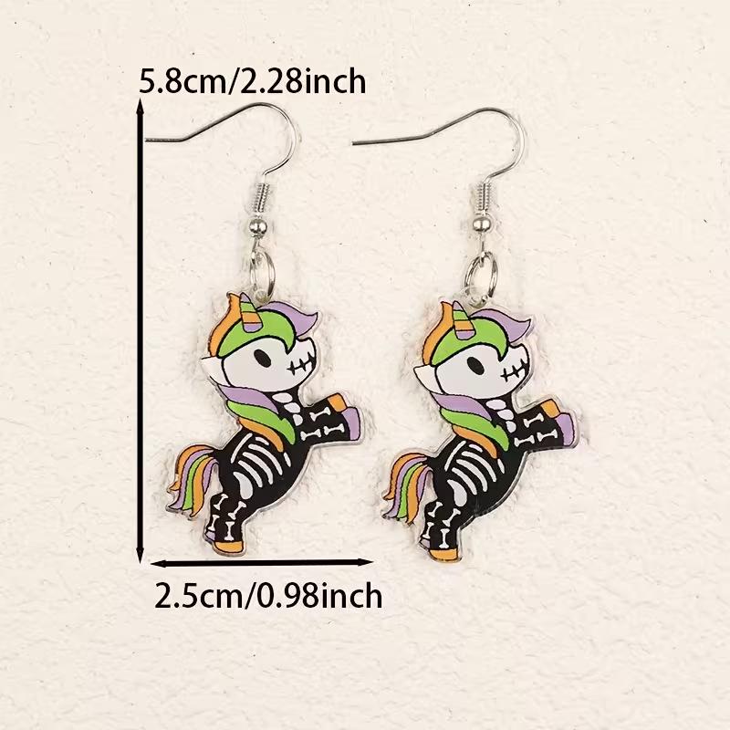 Colorful Little Pony Acrylic Earrings - Creative Cute Cartoon Animal Design