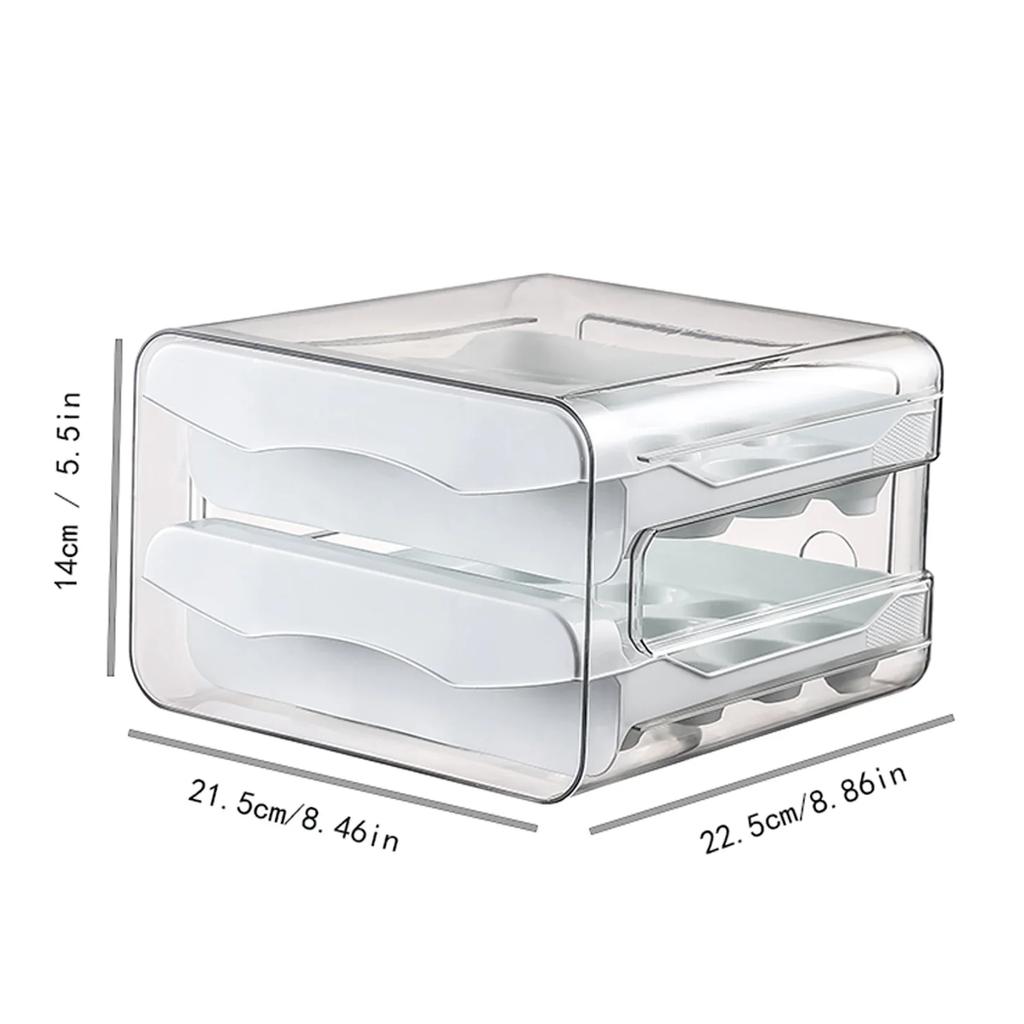Doppellagige Eieraufbewahrungsbox mit Schublade, rollbarer Eierorganizer für den Kühlschrank, Lebensmittelbehälterhalter, Küchenzubehör