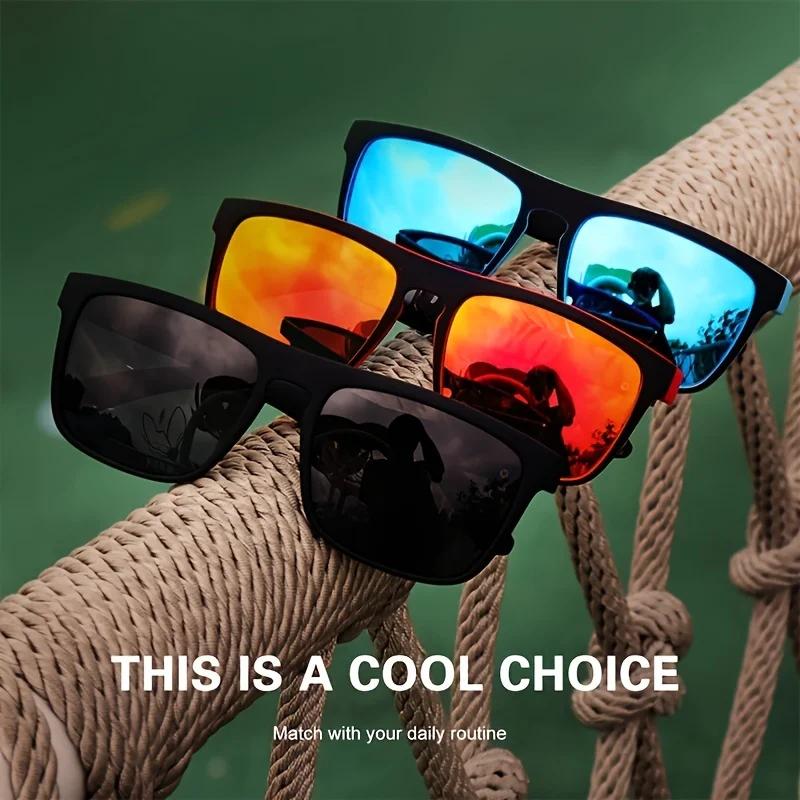 3Pcs Fantasy Cool Classic Polarized Square Fashion Glasses for Men and Women Outdoor Sports Party Vacation Travel Driving