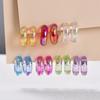 Multicolor Boho Transparent Acrylic C Shaped Hoop Earrings For Women Dazzling Illusory Color Smooth Circle Stud Earrings Zircon