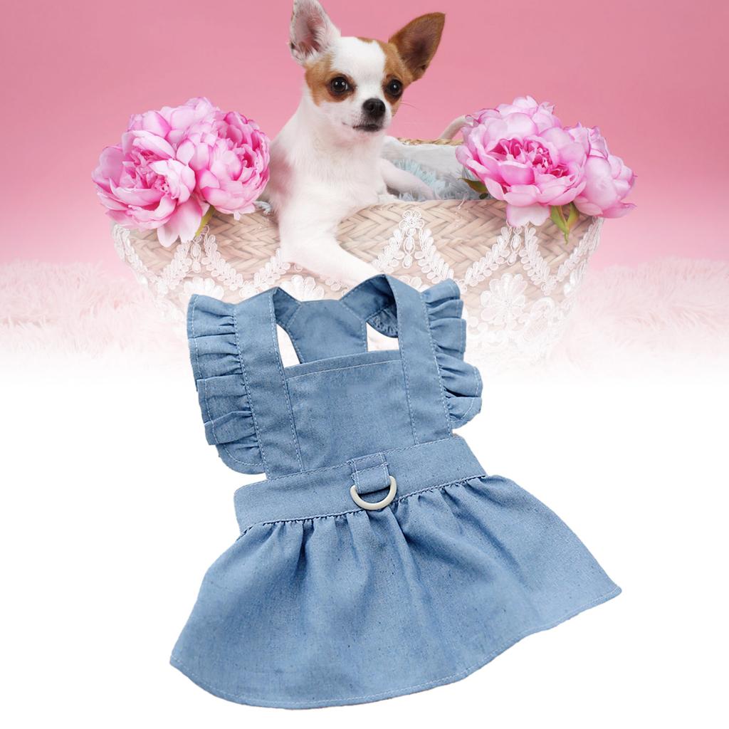 Pet Dress Cute Stylish Comfortable Side Zipper Dog Dress Costume for Spring Summer Light Blue XL