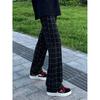 Retro Black Micro-pull Casual Pants Straight American Plaid Pants Men's Ean Plaid Pants Summer Quick-drying Cotton