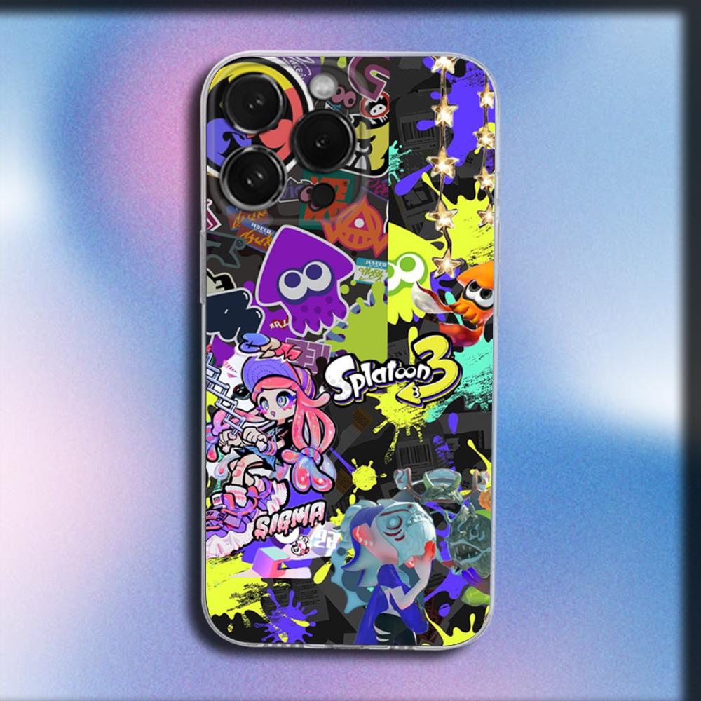 Game S-Splatoon 3 Phone Case For iPhone 16,15,14,13,12,11 Plus,Pro,Max,XR,XS,X,Plus,SE,Mini Transparent Soft Cover