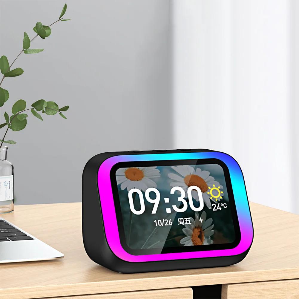 Smart Speaker Voice Assistant Portable BT Speaker with RGB Lights Home Speaker for Bedroom