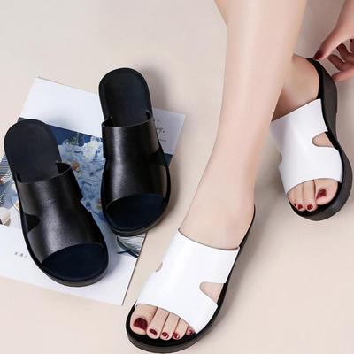 Sandali da donna estivi con zeppa in pelle casual con suola antiscivolo