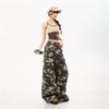 Spring Summer Pure Cotton Unique Print Relax Wide Leg Casual Cargo Denim Pants For Ladies Casual Pants Oversize Denim Trousers