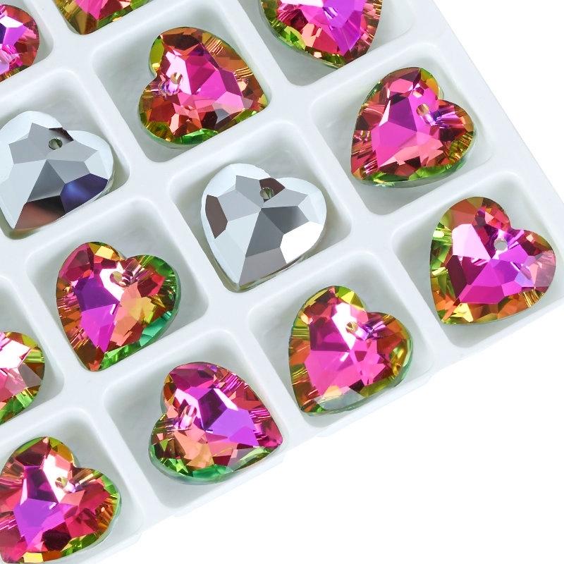 12Pcs Austria Crystal Pendant Loose Rhinestone Beads Charms Glass Jewelry Gems Stones for DIY Necklace Jewelry Making 11Styles
