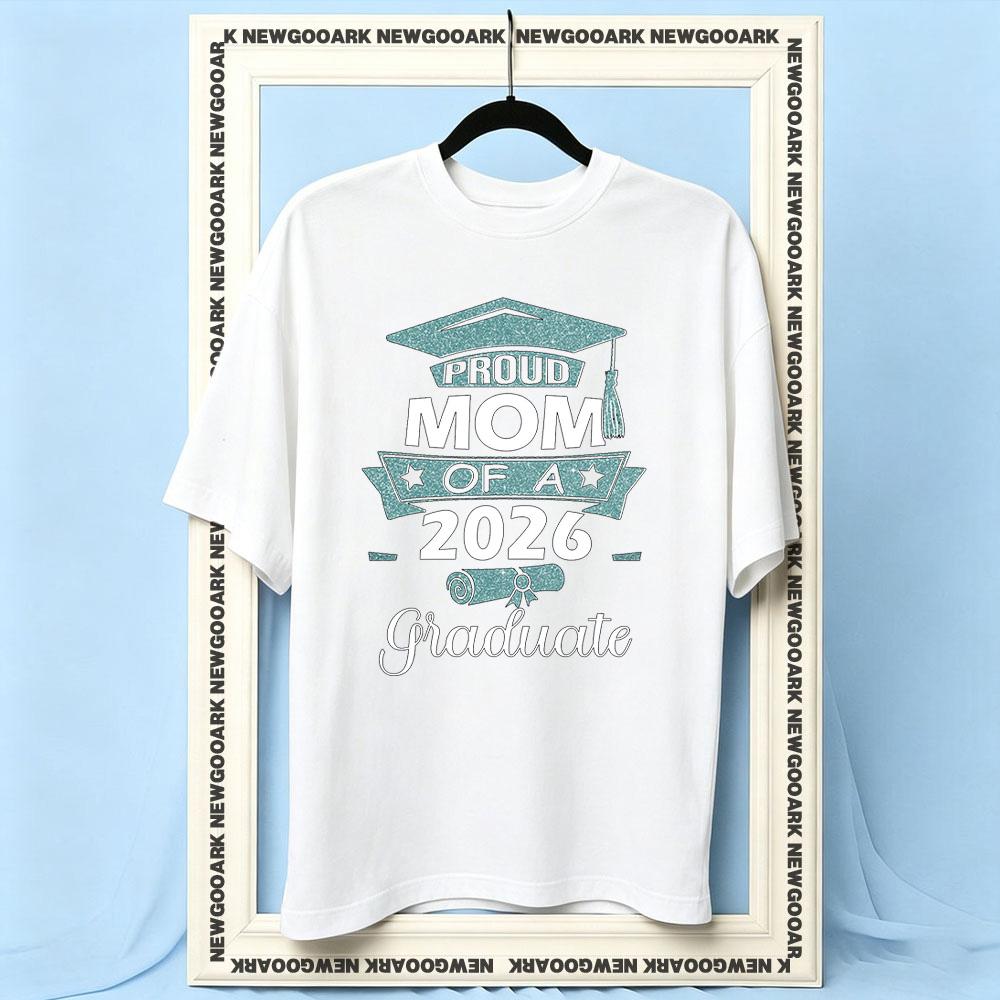 Proud Mom of 2026 Graduate Graduation Tshirt Women Unisex Casual Cotton Printed T Shirts Adult Oneck Summer Outdoors Tee
