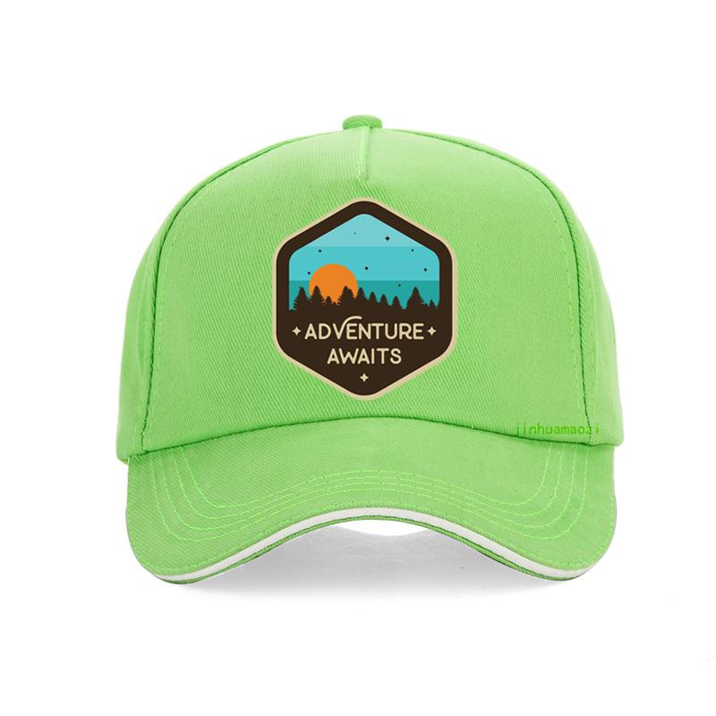 Outdoor Adventure Awaits Sunset Camping Trip Logo Baseball Cap Dad Caps Unisex Adjustable Snapback Hat Bone