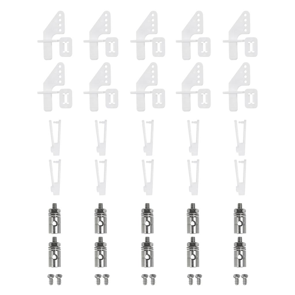 Uxcell 10 Stück 1,5x200mm Z-Schubstangen-Teile & 10 Stück 1,8mm Verstellbare Schubstangen-Verbinder Gelenkstopper & 10 Stück Nylon-Steuerhörner Ersatzteile