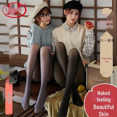 Fleece-Lined Sheer Illusion Tights