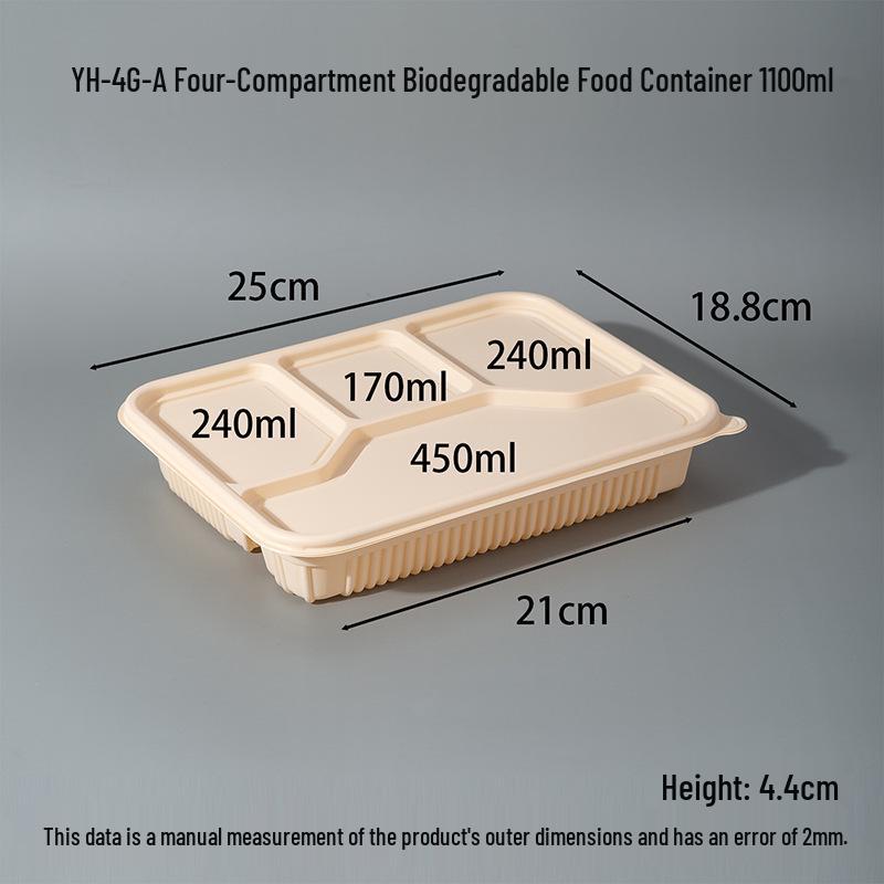 Contenitore Monouso Biodegradabile in Amido di Mais Ecologico per Asporto con Scomparti Multipli