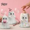 Decorazione da scrivania per Halloween, Statuetta di fantasmino carina in resina, Zucca caramellata con cappello da strega, Souvenir regalo, Decorazione da scrivania per ragazze, Rosa bianco Kawaii da tavolo