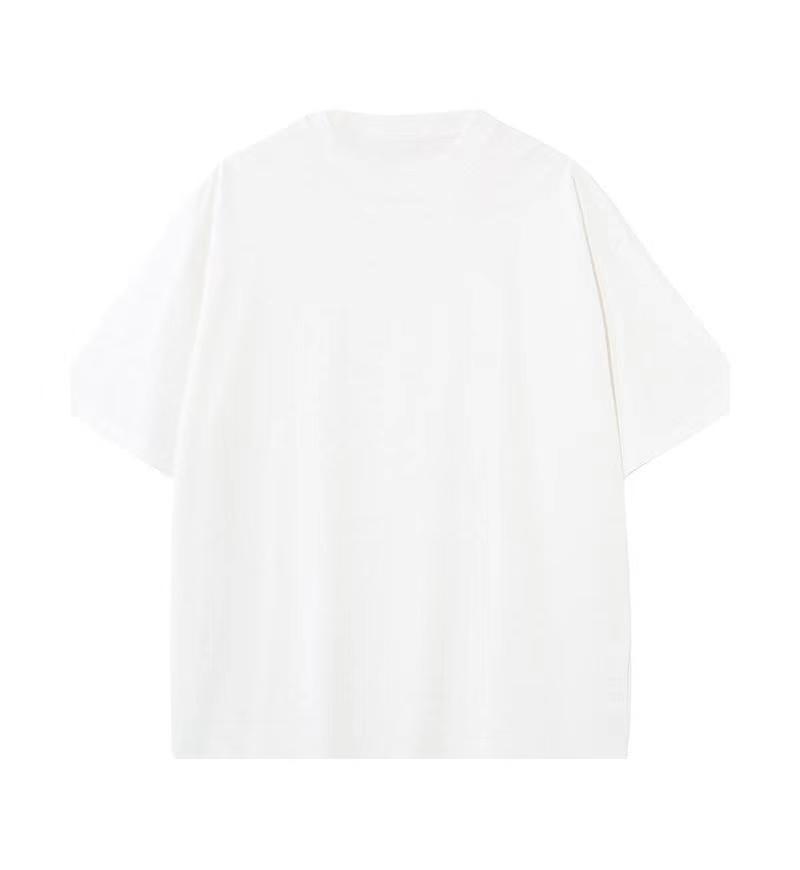 

270G Мужская и женская модная футболка из плотного хлопка с коротким рукавом - Высокое качество, свободный крой. Small белый