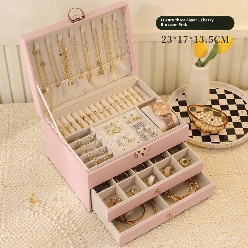 Jewelry Storage Box Multi-layer High-end Gold Hand Jewelry Bracelet Necklace Earrings Earrings Earrings Ring Jewelry Box Large