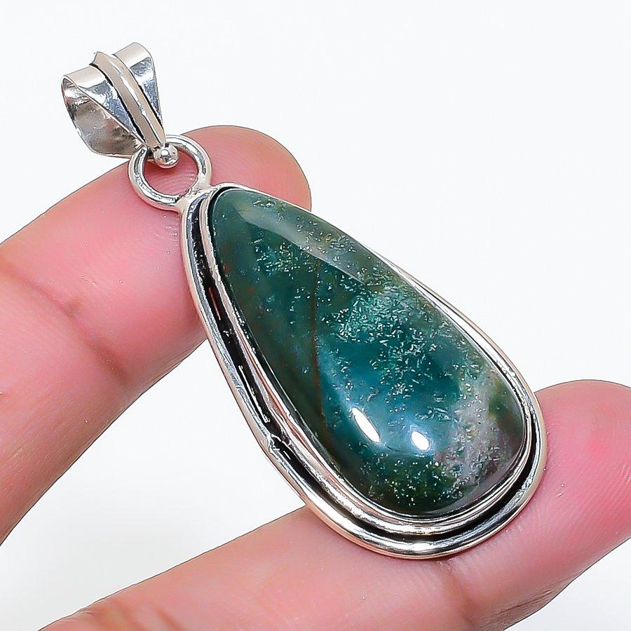 Natural Bloodstone Gemstone Handmade 925 Sterling Silver Pendant 1.93  AP-14885
