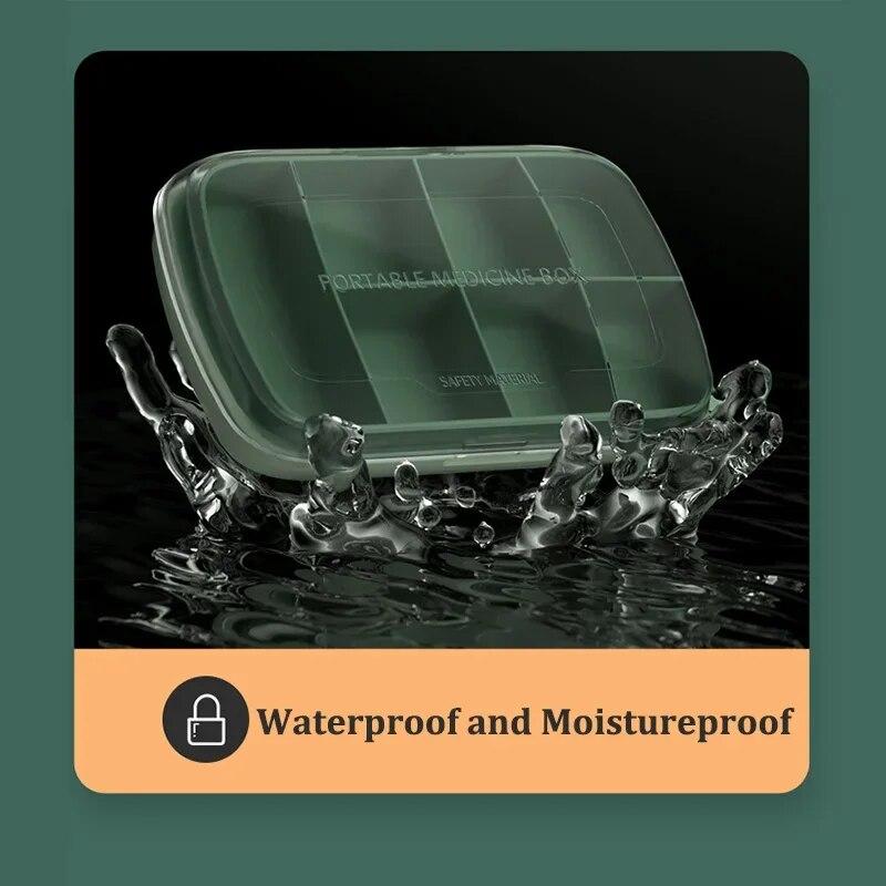 Medizinbox im nordischen Stil, transparent, mit gefrostetem Deckel, tragbar, 7 Fächer, großes Fassungsvermögen, versiegelt, für Reisen, 7 Tage, wöchentlich, Pillendose, Organizer