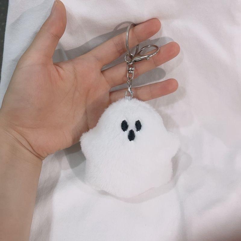 IFYOUOO Cute White Ghost Bagchain School Bag Pendant Plush Hanging Accessories Creative Doll Keychain Children's Gift