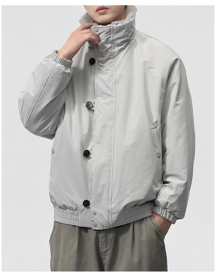 2025 Autumn/Winter Men's Double-Sided Hooded Cotton Jacket - Casual Fashion Workwear Outerwear