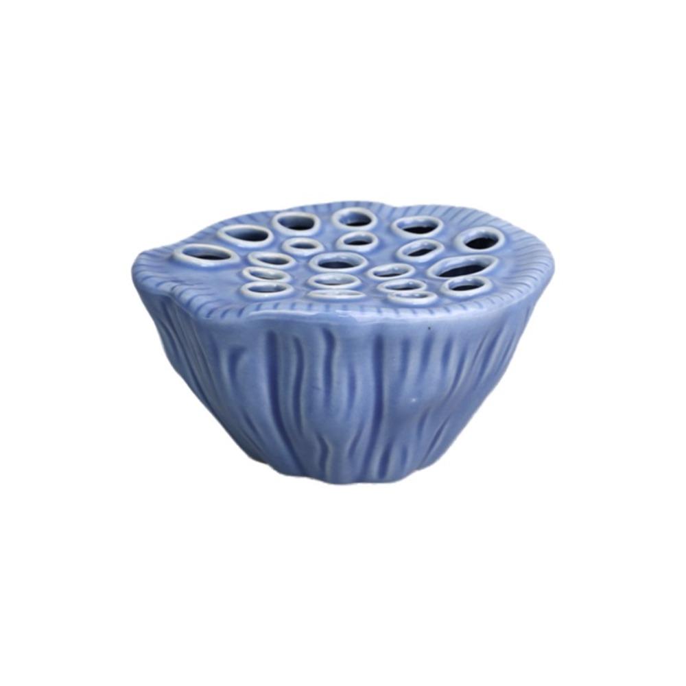 Zen Meaning Ceramic Lotus Vase Chinese Style Lotus Pod Flowerpot Home Decor синий