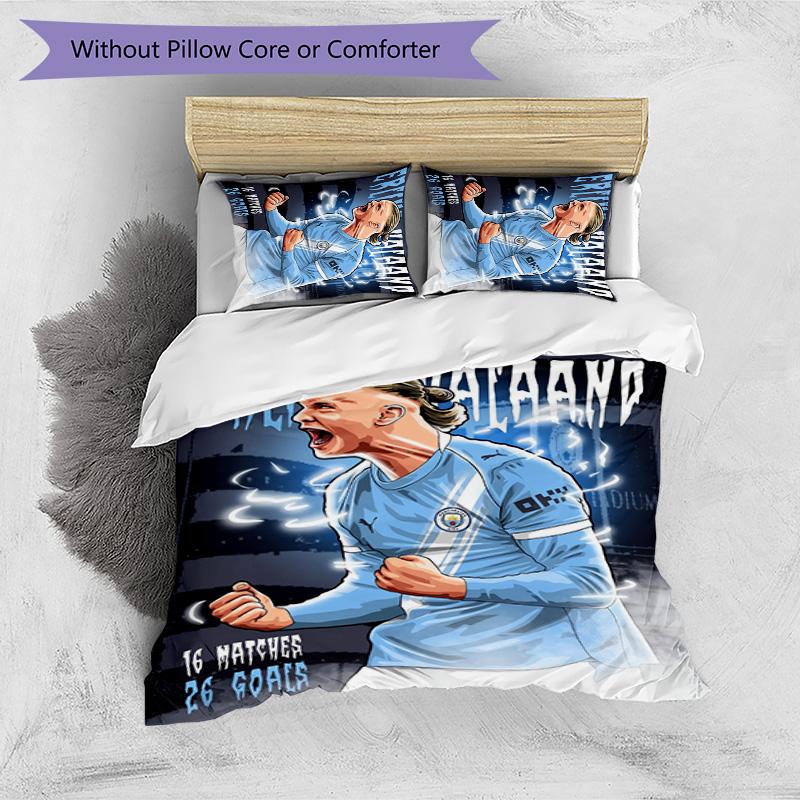 Set Biancheria da Letto 3 Pezzi con Stampa Modello Erling Haaland Morbido Delicato sulla Pelle Lavabile Copripiumino e Federe Set Stagione Unica Camera da Letto