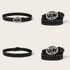 Punk Leather Belt For Men With Alloy Buckle And Studded Rivets For Casual Streetwear
