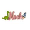 Cartello Personalizzato con Nome per Bambini Dinosauro Razzo Cartello in Legno per Porta per Ragazzi Nome Personalizzato Decorazione da Appendere per Cameretta Asilo Nido Camera da Letto Asilo Nido Sala Giochi