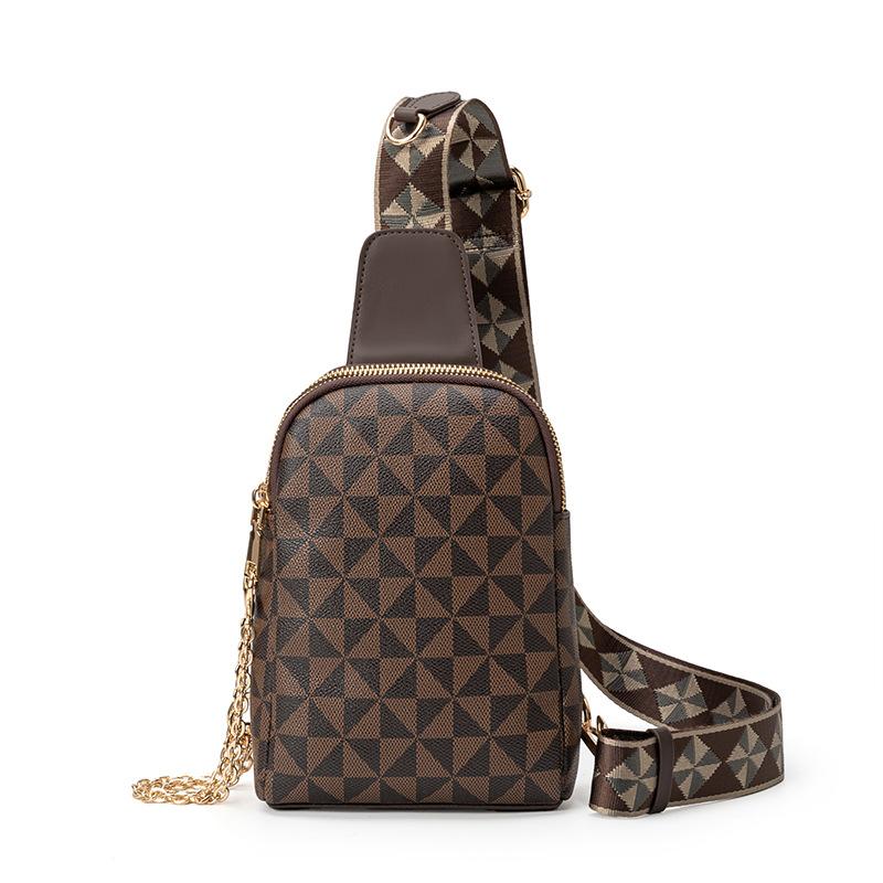 Fashionable Men and Women Single Shoulder Printed Breast Bag Light Luxury Texture Casual Men Simple Change Small Backpack Trendy