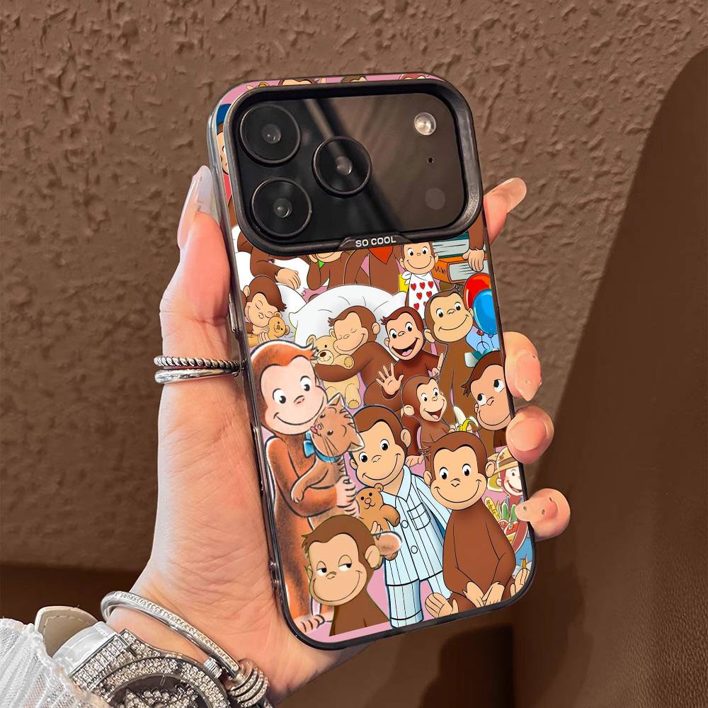 

Monkey C-Curious George Phone Case For iPhone 15,17,11,14,13,16,12,E,Max,Plus,Air,Pro,Mini Black Matte Cover iPhone12