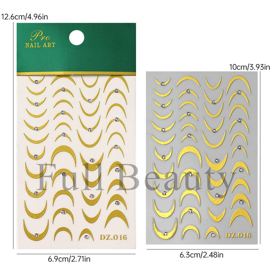 4PCS Gold Nail Art Stickers 3D Rhinestone Decals Colorful Sliders Manicure Decor Nail DIY