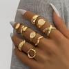 12Pcs/Set Retro Irregular Geometric Rings for Women Punk Alloy Metal Adjustable Finger Rings Set Fashion Statement Jewelry Party