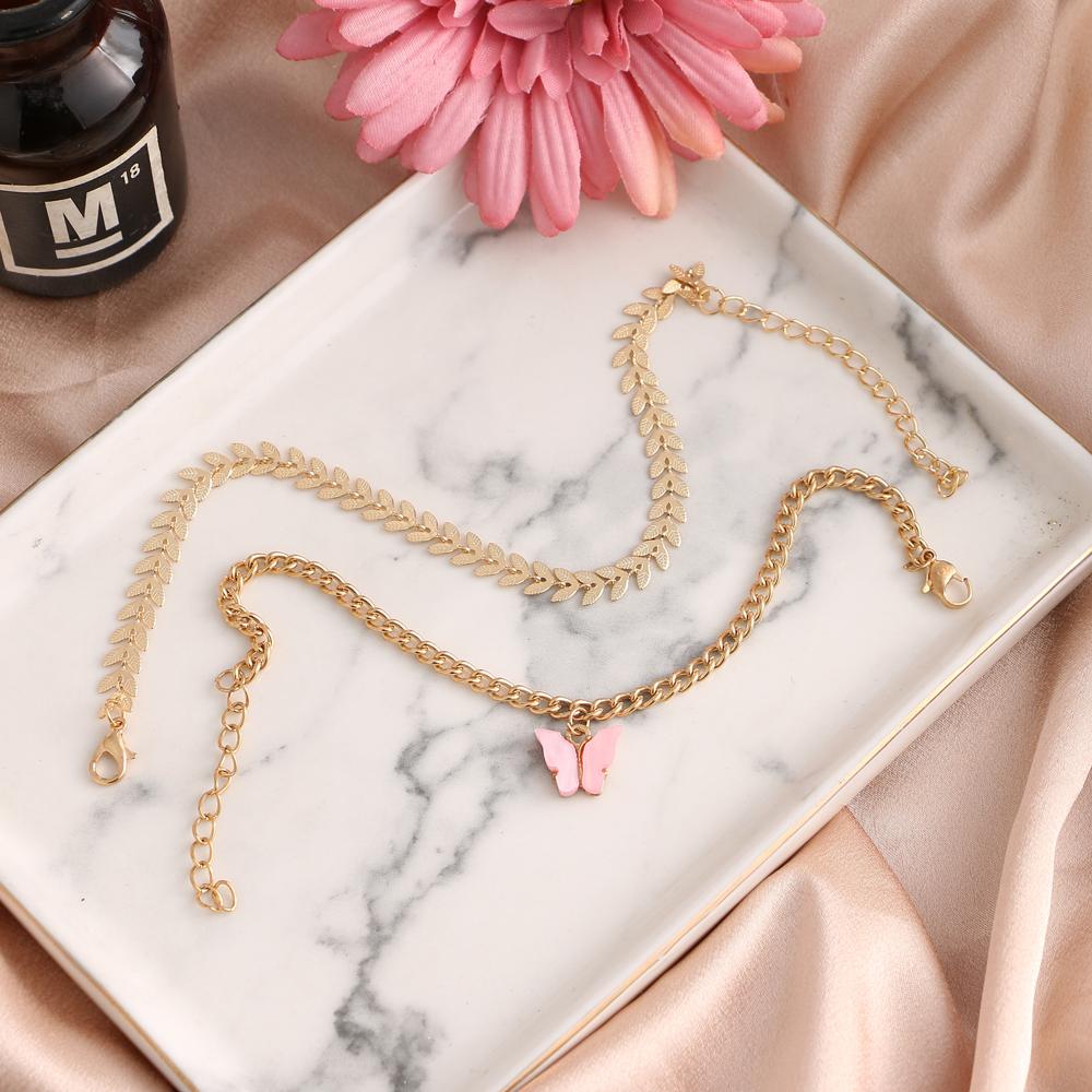 Retro and Exaggerated New Multi-layer Butterfly Anklet Double-layer Anklet Fashion Trend Girl Multi-layer Anklet Temperament Bracelet