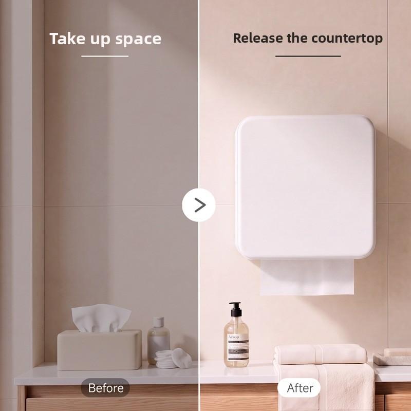 Wall-mounted Toilet Hand Towel Holder, Toilet Paper Box, Household Paper Towel Box Without Holes, Simple Design
